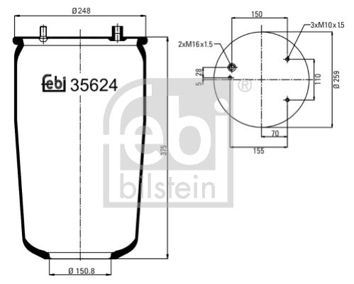 FEBI BILSTEIN Кожух пневматической рессоры 35624